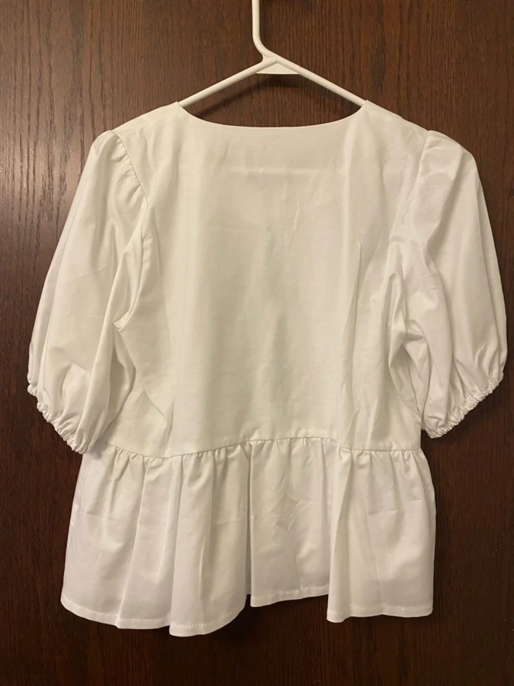 Songe Lab White Tie-Front Peplum Blouse - Picture 3 of 3